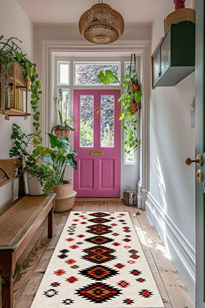 THEMODERNHANE Dijital Baskılı Yolluk Dekoratif Makinede Yıkanabilir Kaymaz Taban Leke Tutmaz Yolluk