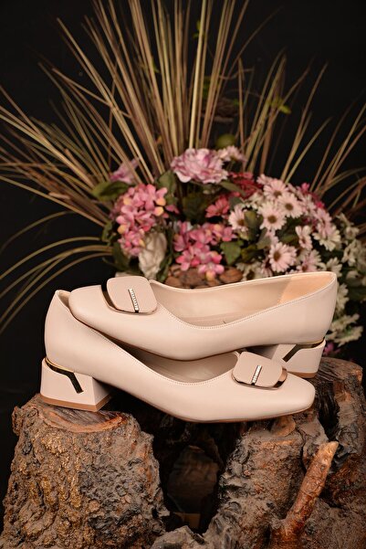 KUUM LONDON Women's Vegan Leather Casual Heeled Shoes Stylish Buckle Detail Orthopedic Comfortable