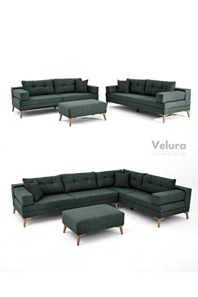 Velura Home & Living Zeri Modüler Yataklı Koltuk Takımı & 2 Adet Üçlü Kanepe ...