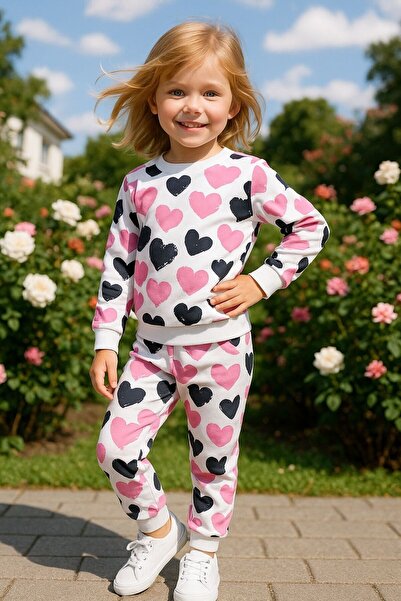 MAXI DRY Heart Patterned Girl's Bottom and Top Set