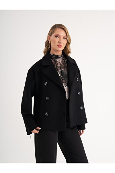 SERPİL Çift Düğmeli Şık Kısa Kaban 39485