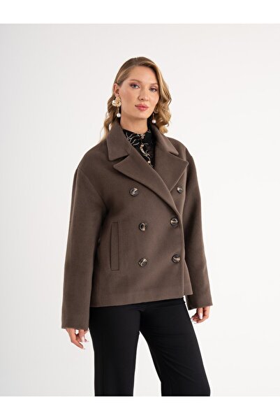 SERPİL Çift Düğmeli Şık Kısa Kaban 39485