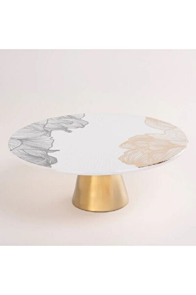 LA MESA gold porcelain cake stand with base
