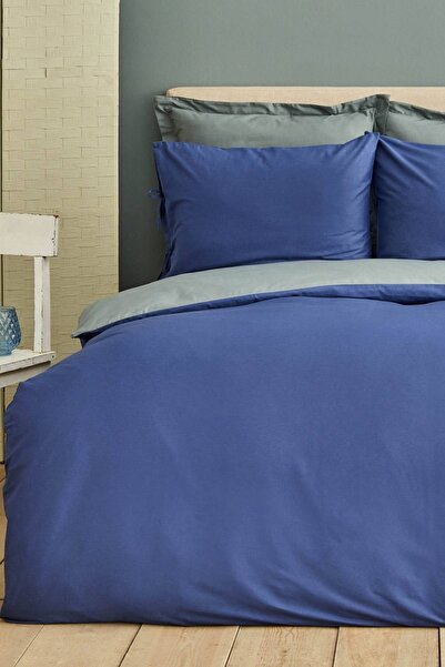 Karaca Home Basic Petrol-lacivert %100 Pamuk Çift Taraflı Çift Kişilik Nevres...