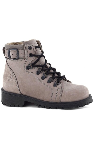Rakerplus Griffon Genuine Leather Light Gray Lace-Up Zippered Boots