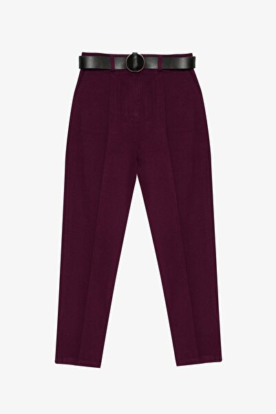 Quzu Жіночі штани з поясом та чорною підкладкою Штани 21K70755-Мурдем