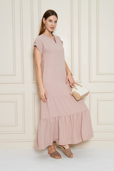 NEW LAVİVA Women's Loose Ruffled Low Armlet Detail Dress