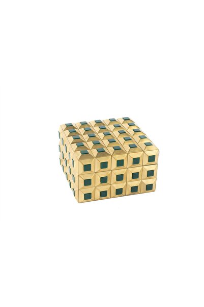 Mikasa Moor صندوق حجر أخضر ذهبي 14x14x8