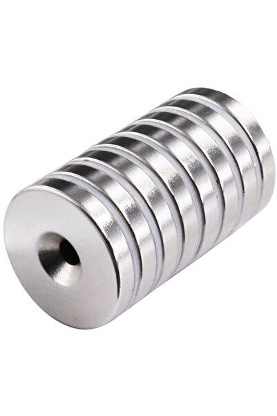 Epilons 2 Adet 25x10/5x5,5 mm Neodyum Mıknatıs Havşa Delikli Magnet Vida Atıl...