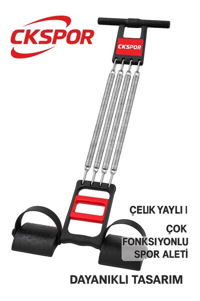OULITE El Ayak Göğüs Yayı – 5 Çelik Yaylı Çok Fonksiyonlu Fitness ve Evde Spo...