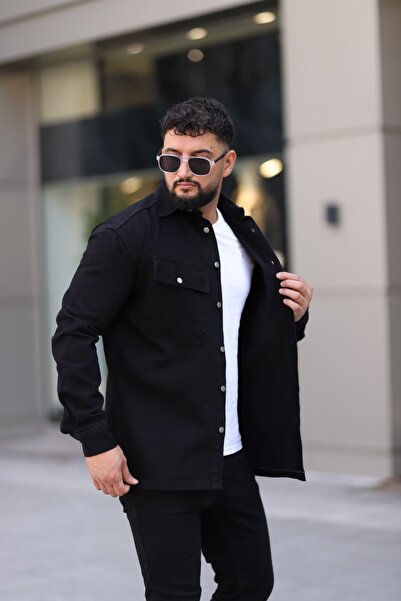 L-KOM Erkek Kot Gömlek Rahat Kalıp, Çift Cepli, Çift, Kapaklı, Döğmeli Likrasız Yamuk cepli Model