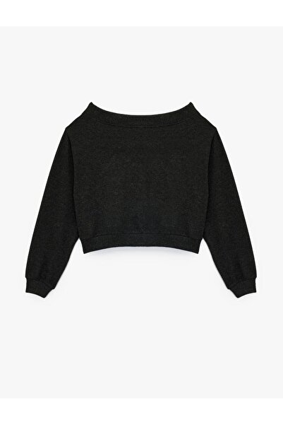 Koton Viskose-Mischgewebe, bequeme Passform, langärmliges, schulterfreies Crop-T-Shirt (AW 25)