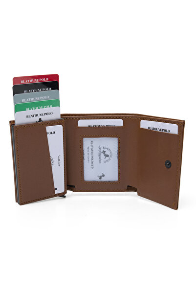 Herlin polo Women's Wallet Tan Vegan Leather Rfid Protected Automatic Card Holder with Coin Compartment