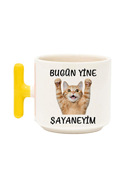 giftkonsept أنا أشتاقي مرة أخرى اليوم - كوب قهوة لاتيه مطبوع عليه قطة مضحكة