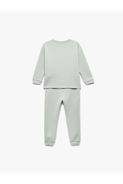 Koton Quilted Long Sleeve Crew Neck Koala Embroidered 2-Piece Set