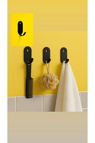 VENON 1 Piece Self-Adhesive Elipse Matte Black Robe Towel Rack Bathroom Kitchen Hanger