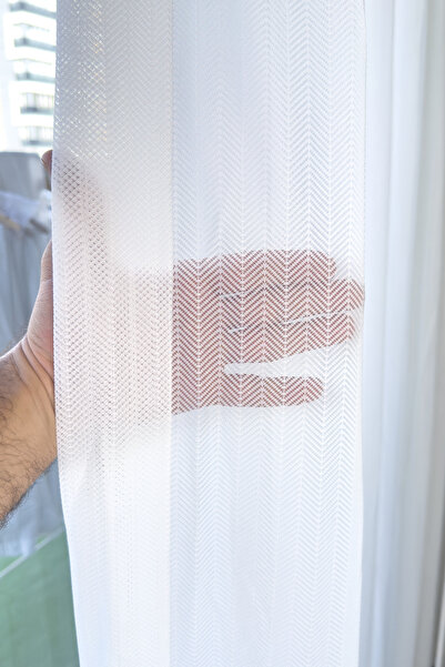 Naza Tül Perde Beyaz Balık Sırtı Tok Kumaş Pamuk Keten Yumuşak Zemin Sık Pileli Yeni Sezon