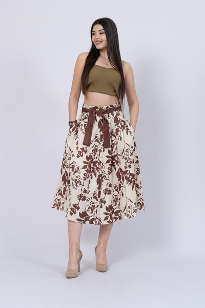 MissVina تنورة مطوية ذات نقشة زهور 6735