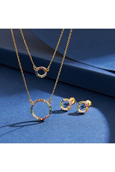 SIC MODA 925 Silver Necklace and Earrings Set, with Zircon, 6101