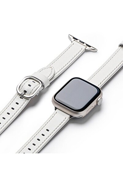 Stef's Cat Curea pentru Apple Watch SE 40mm, U44, Piele naturala, White