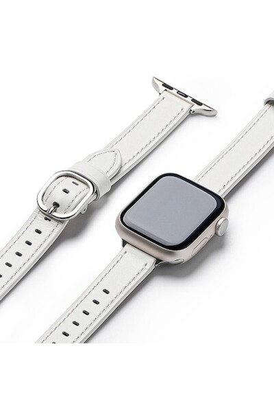 Stef's Cat Strap for Apple Watch SE 40mm, U44, Genuine Leather, White