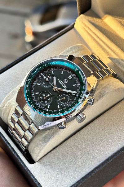 Store Functional Seiko Model Steel with Green Box Inside Waterproof Men's Watch