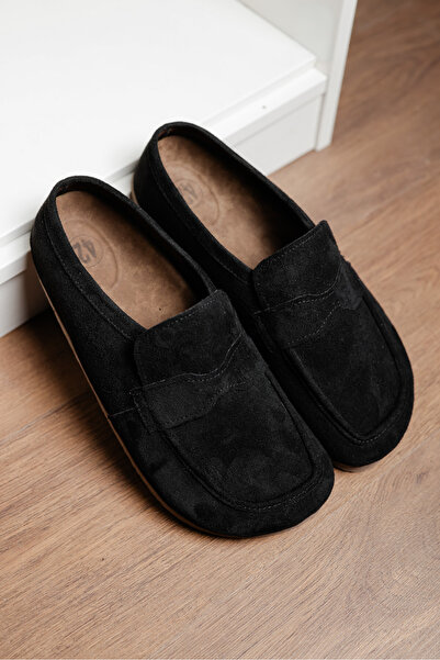 by selvi Lukka Shoes London Men's Black Suede Loafer Sabo Slipper Shoes