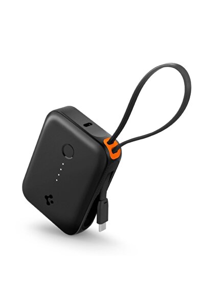 Stef's Cat External Battery USB, Type-C with Built-in Cable, Mini Design, 10000mAh, 30W, L43, Silicone, Black