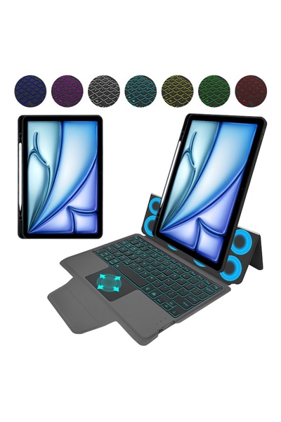 Stef's Cat Keyboard Case for iPad Air 11 2024 + Screen Protector, KeyTab Pro, U31, Polycarbonate, Black