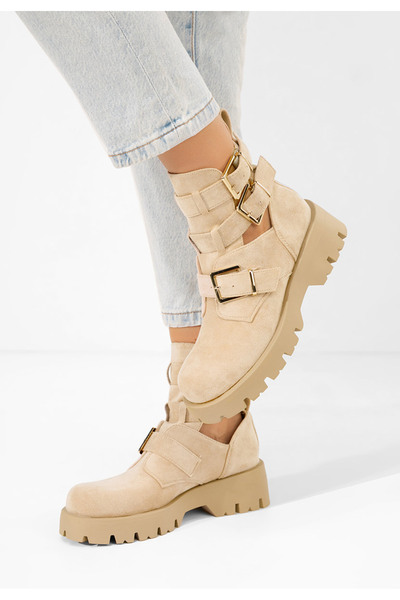 B T Shoes Γυναικεία μποτάκια Audrie μπεζ
