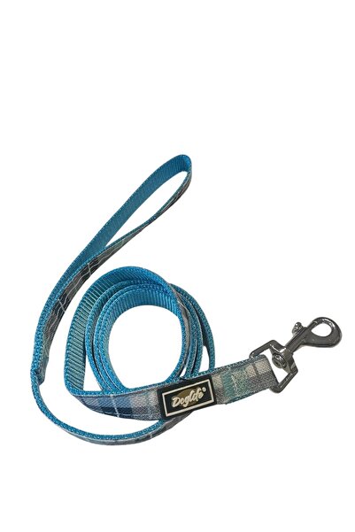 Doglife Turquoise Plaid Dog Walking Collar 1.5 cm X 120 cm