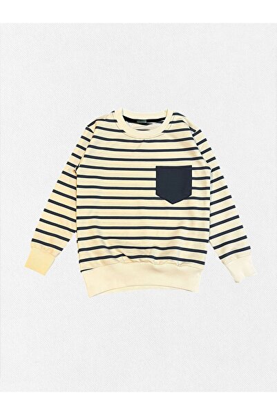 Fil Kids Σετ χειμερινής φόρμας για αγόρια 100% βαμβακερό μπεζ χρώμα καπνιστό ριγέ μακρυμάνικο με τσέπες