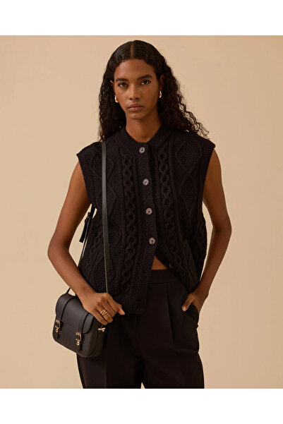 SEÇİL Buttoned Knitted Patterned Knitwear Vest