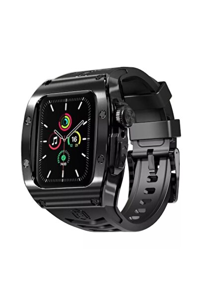 Stef's Cat Husa pentru Apple Watch 7/8/9 45mm + Curea, U74, Policarbonat, Black