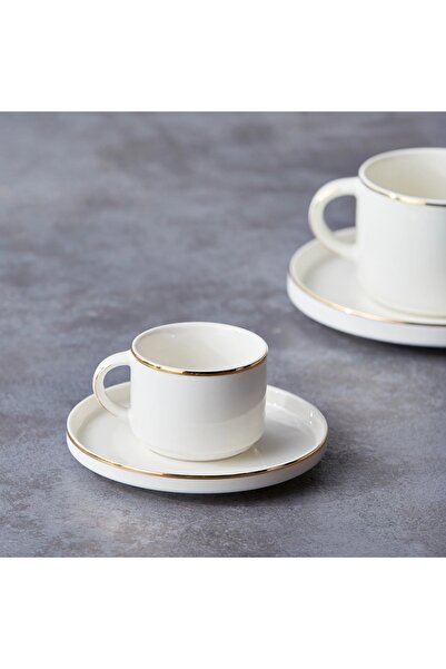 Generic طقم أكواب وصحن إسبريسو من اليونان مصنوع من الخزف العظمي الجديد، مكون ...