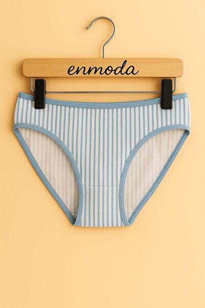 enmodaiçgiyim Set de 6 chiloți pentru femei, din bumbac, cu dungi de culori mixte, elastici, confortabili – respirabili, colorați, potriviti pentru mărimea M/L