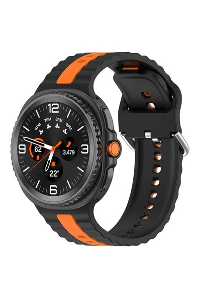 Stef's Cat Strap for Samsung Galaxy Watch8 40mm/Watch8 44mm/Watch8 Classic, Watchband, H62, Silicon, Black/Oran