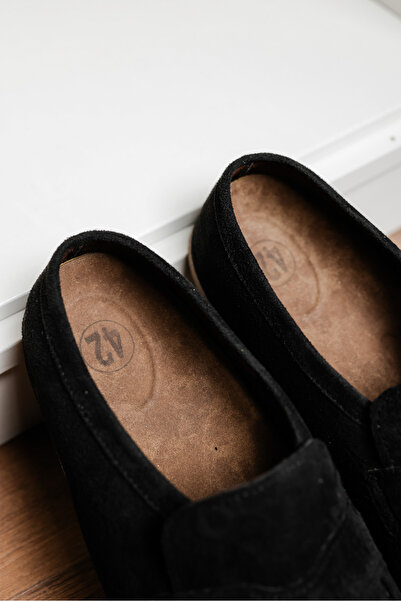 by selvi Lukka Shoes London Men's Black Suede Loafer Sabo Slipper Shoes