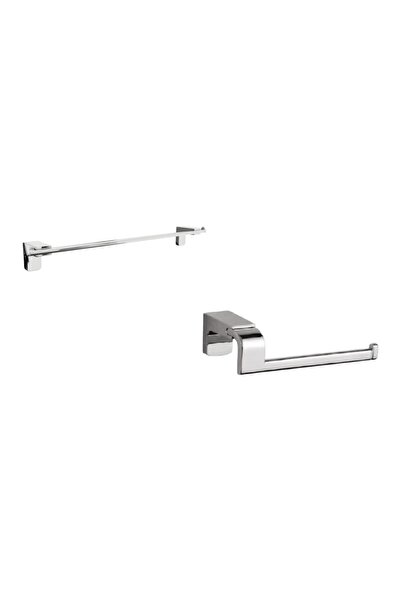 Zethome F1 Series Chrome Stainless Towel Rack and Open Toilet Paper Holder Bathroom Set