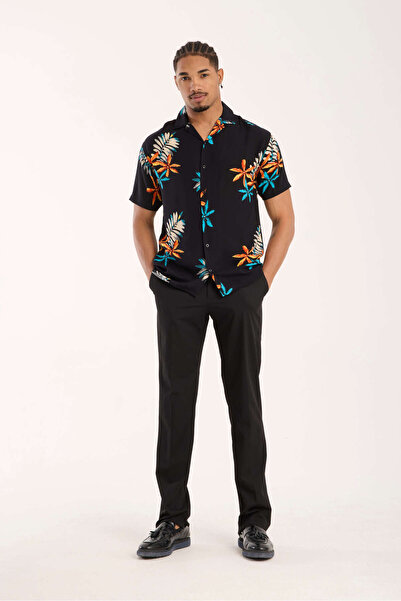 İLKCET MODA Ανδρικό πουκάμισο oversize με έθνικ σχέδιο