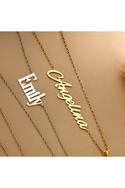 buğrahayalin Doğum Taşlı İsim Kolye, 925 Ayar Kadın Gümüş Minimalist, Hediye, Şık, Takı, Minimalist