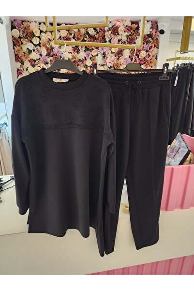 SEÇİL sweatshirt ikili takım siyah kadın