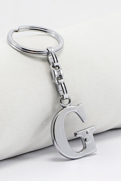 biuti حلقة مفاتيح معدنية فضية اللون على شكل حرف G / زينة للحقائب