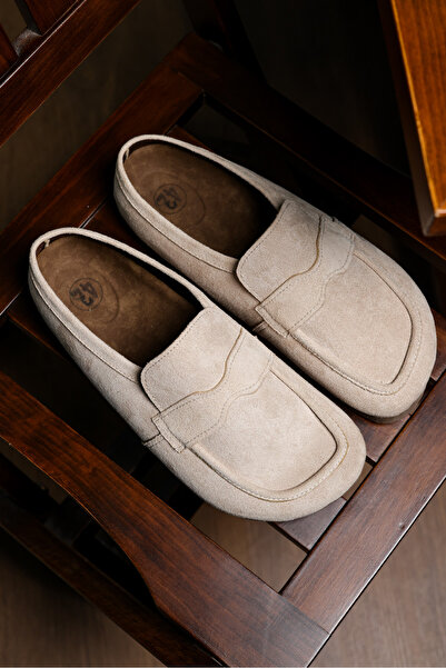 by selvi Lukka Shoes London Men's Beige Suede Loafer Sabo Loafer Slippers Shoes