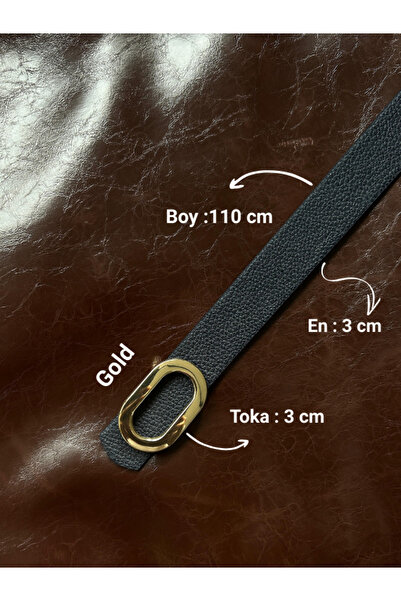 LİA KEMER Oval Buckle Gold Belt, Jacket Belt, Pants Belt, Casual Belt
