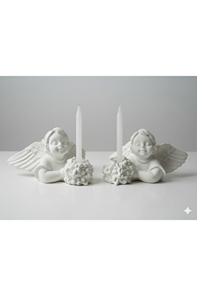 Hobiuniverse Taş Tozu Melek Mumluk Biblo Boyama Seti | Boya ve Fırça Dahil Dekorasyon Seti