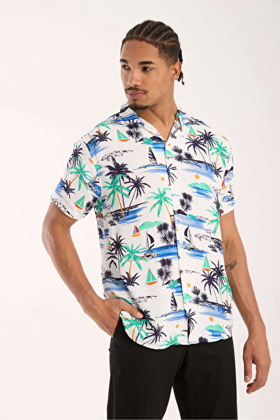 İLKCET MODA Cămașă oversize pentru bărbați cu modele etnice