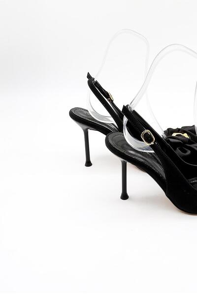 Park Moda Open Back Bow Accessory Nubuck Women's Shoes Pm230 Black Nubuck