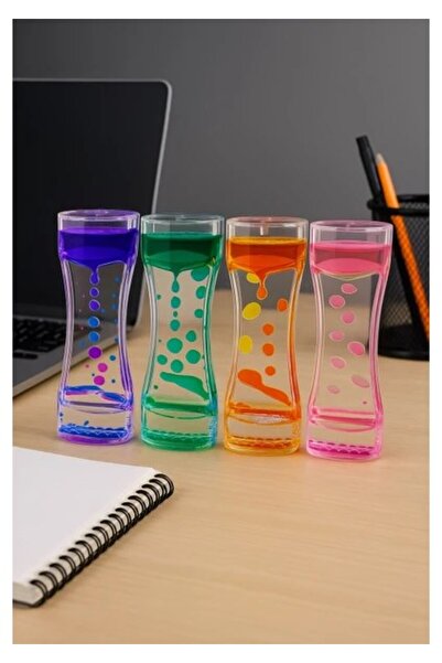 Kesene 1 Adet Eğlenceli Rahatlatıcı Damla Akışlı Renkli Sıvı Kum Saati Ofis E...