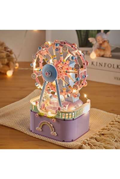 Buldug Pastel Dönme Dolap Müzik Kutulu Kurmalı Mini Blok Seti 710 Parça